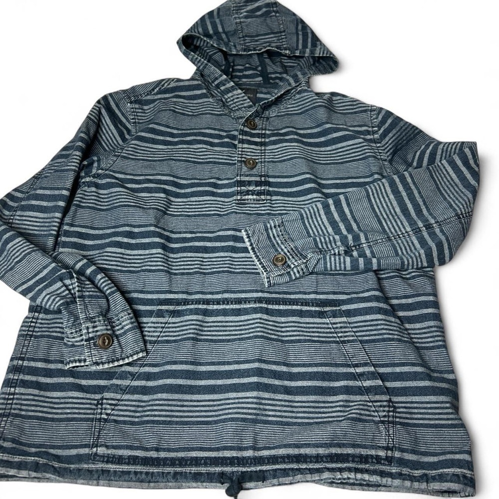 AE coastal casual striped chambray texture cotton Hoodie Lightweight Pullover